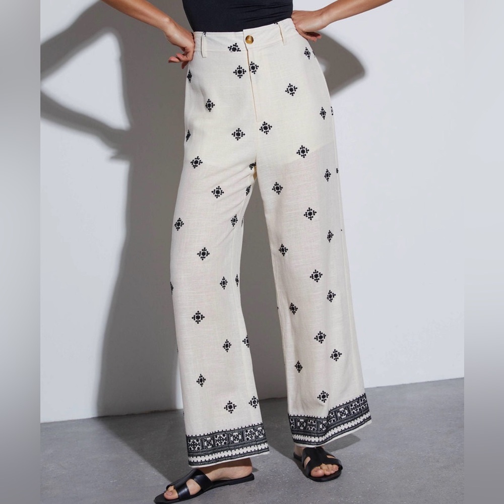 Printed Linen Trousers